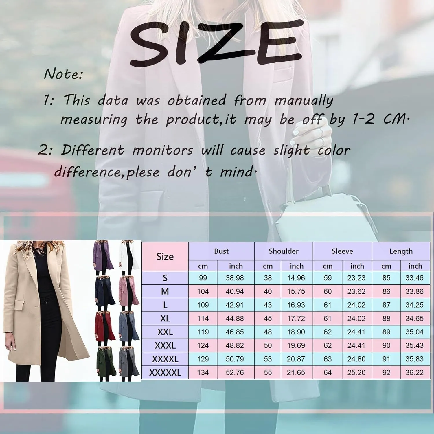 cooki Wool Coats for Women Long Women Fleece Winter Jackets Casual Trench Coats Lapel Collar Button Down Peacoat Overcoat