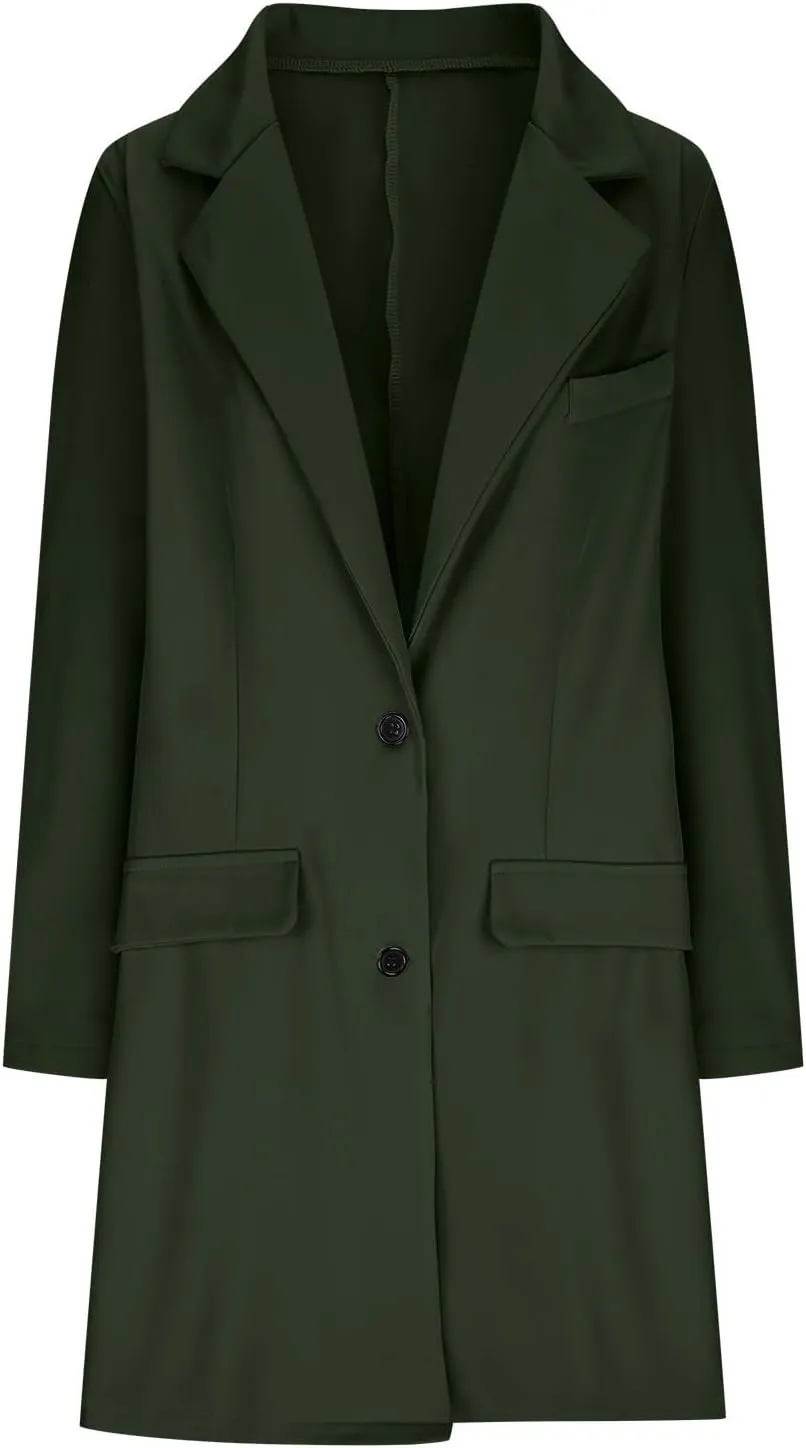 cooki Wool Coats for Women Long Women Fleece Winter Jackets Casual Trench Coats Lapel Collar Button Down Peacoat Overcoat