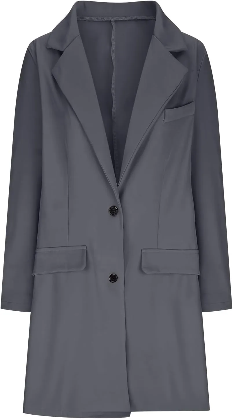 cooki Wool Coats for Women Long Women Fleece Winter Jackets Casual Trench Coats Lapel Collar Button Down Peacoat Overcoat