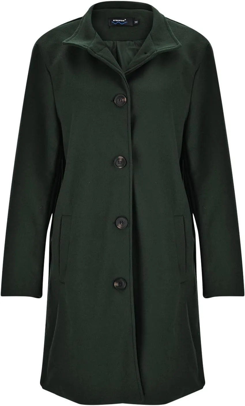cooki Wool Coats for Women Long Women's Wool Coat Winter Womens Fuzzy Cardigan Jackets Trench Coats Lapel Button Down Peacoat