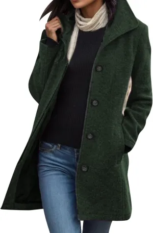 cooki Wool Coats for Women Long Women's Wool Coat Winter Womens Fuzzy Cardigan Jackets Trench Coats Lapel Button Down Peacoat