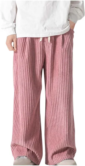 Corduroy Pants for Men Plus Size Loose Elastic Waist Drawstring Wide Leg Trouser Casual Fashion Light Plus Size Pant