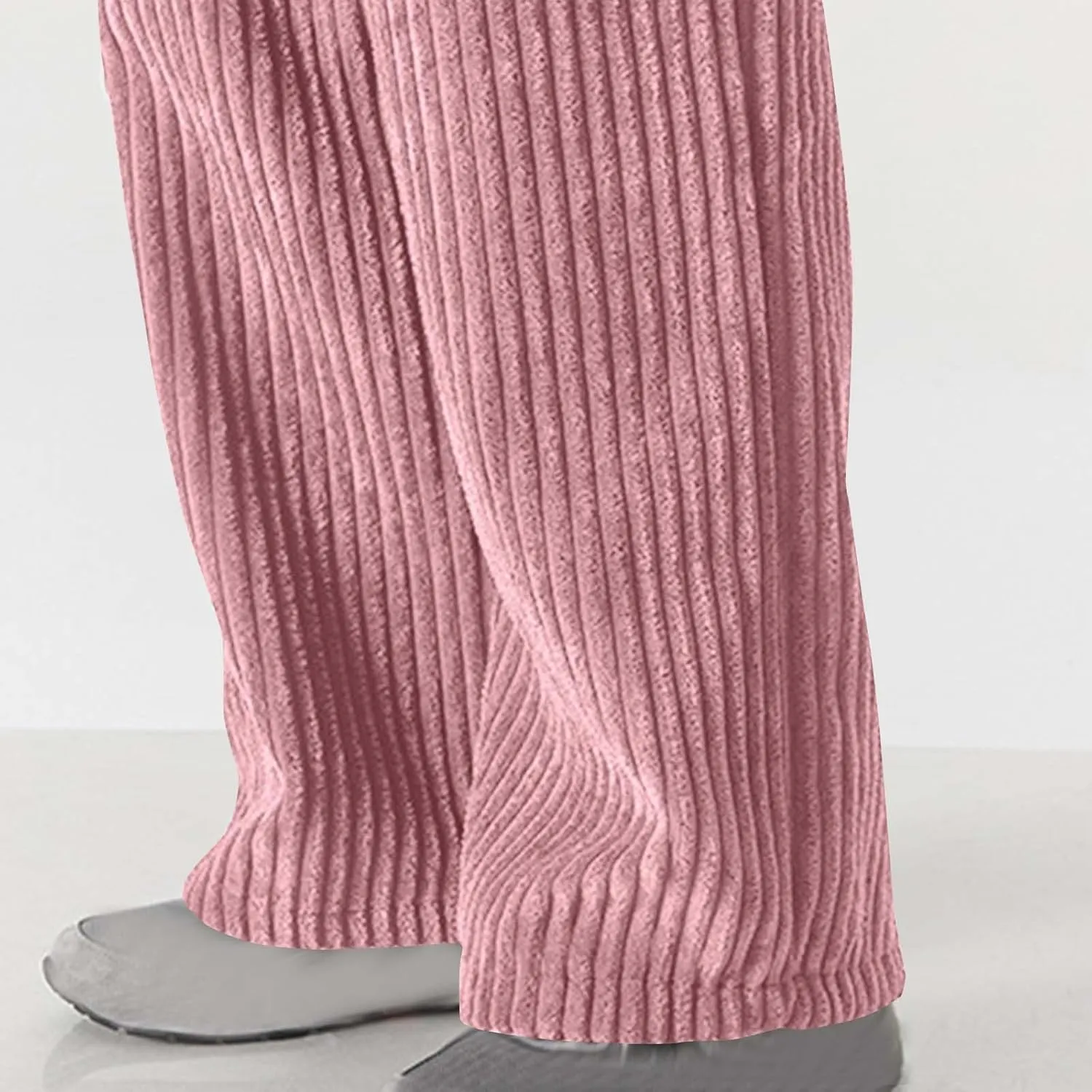 Corduroy Pants for Men Plus Size Loose Elastic Waist Drawstring Wide Leg Trouser Casual Fashion Light Plus Size Pant