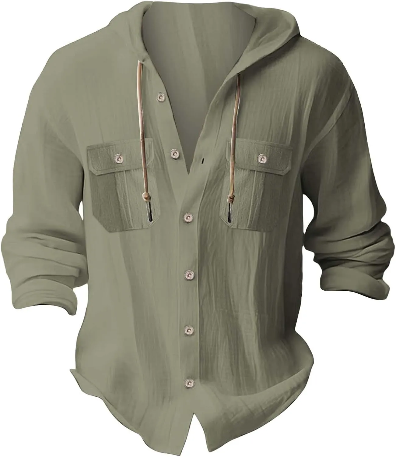 Cotton Linen Shirts for Mens Stylish Summer Beach Hippie Hoodies Lightweight UPF 50  Fishing Shirt Hooded Sweatshirts