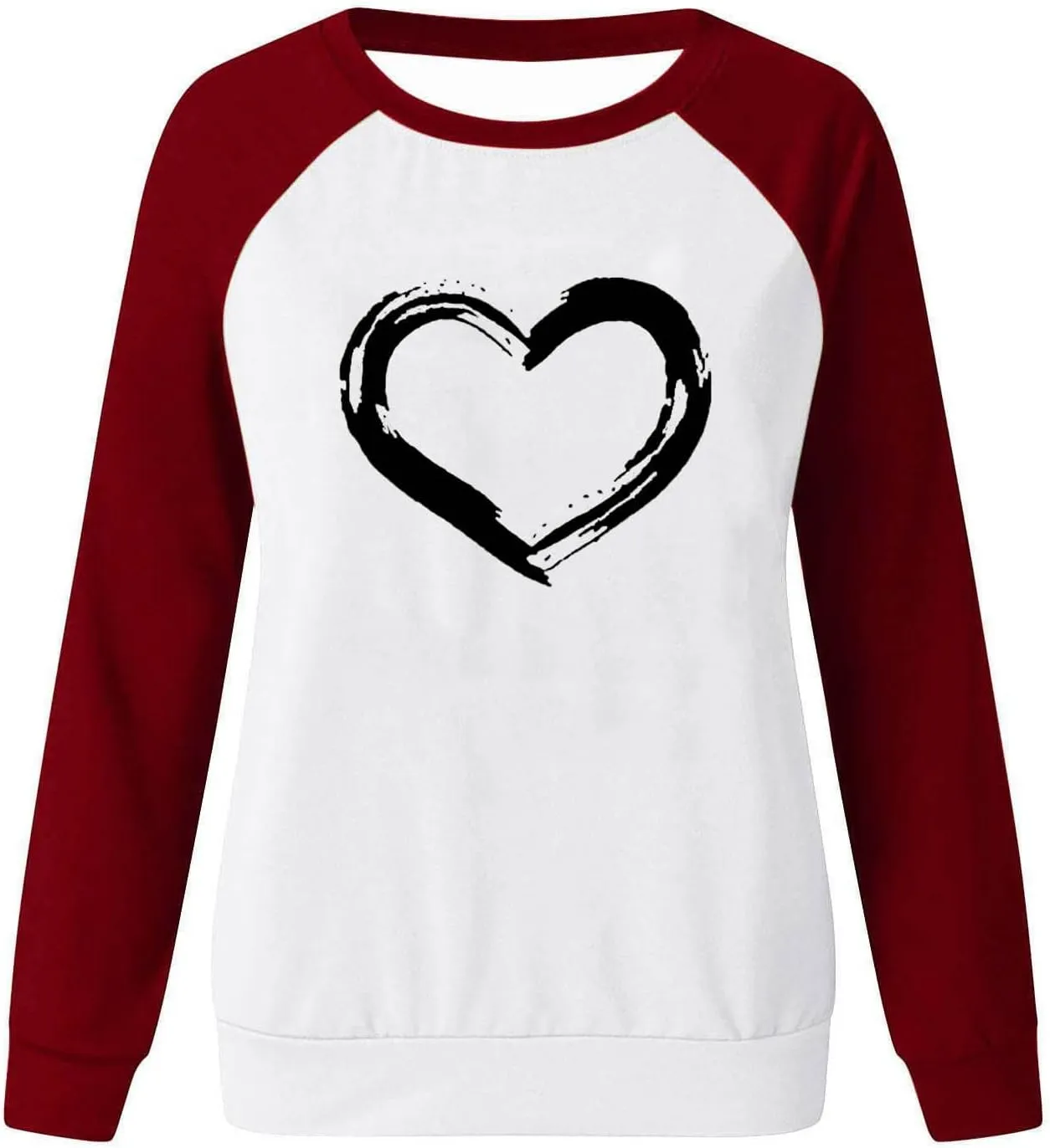 Crewneck Sweatshirts For Women Cute Heart Graphic Long Sleeve Tops Casual Loose Tunic Pullover Winter Outfits 2024