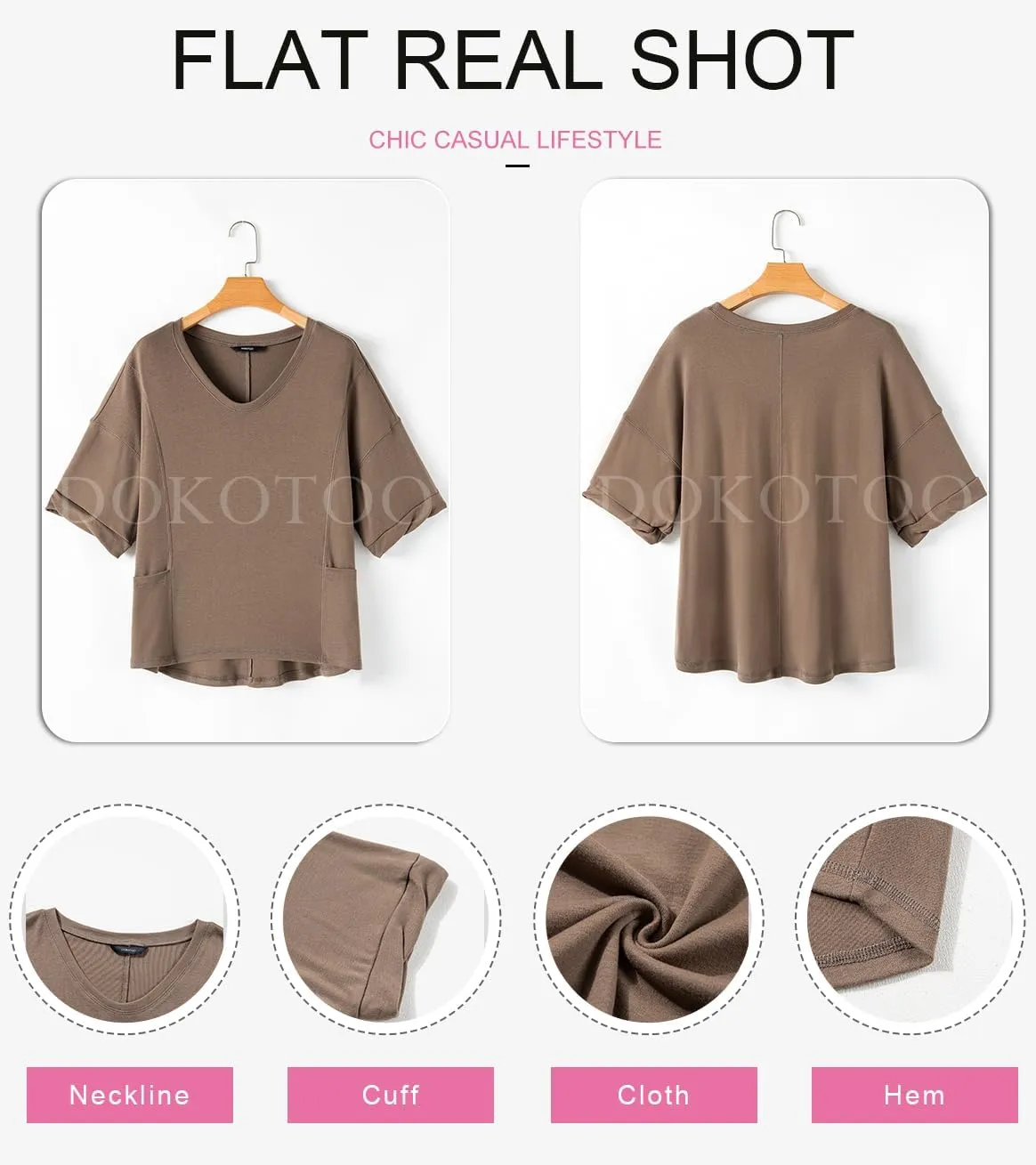 Dokotoo Womens Summer Tops Casual Crewneck Short Sleeve T Shirts for Women Solid Oversized Blouses Tops