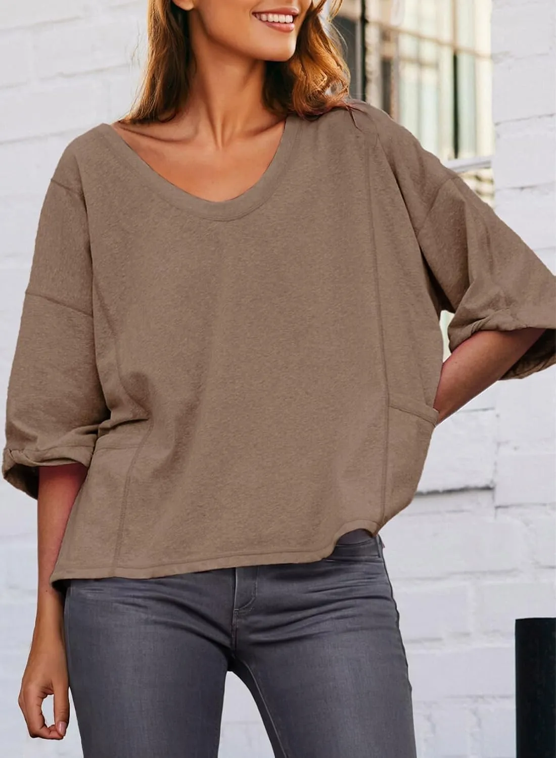 Dokotoo Womens Summer Tops Casual Crewneck Short Sleeve T Shirts for Women Solid Oversized Blouses Tops