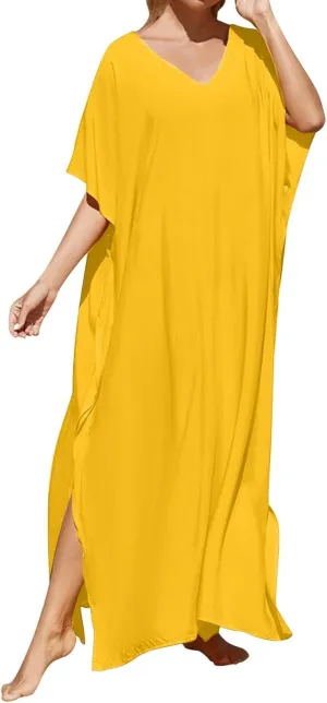 Dresses for Women Vneck Hawaii Outfits Rayon Caftans for Women Moroccan Caftan Loungewear Boho Maxi Dress 8-20 Caftans