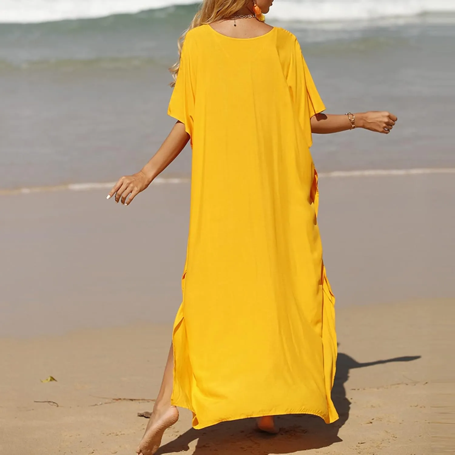 Dresses for Women Vneck Hawaii Outfits Rayon Caftans for Women Moroccan Caftan Loungewear Boho Maxi Dress 8-20 Caftans