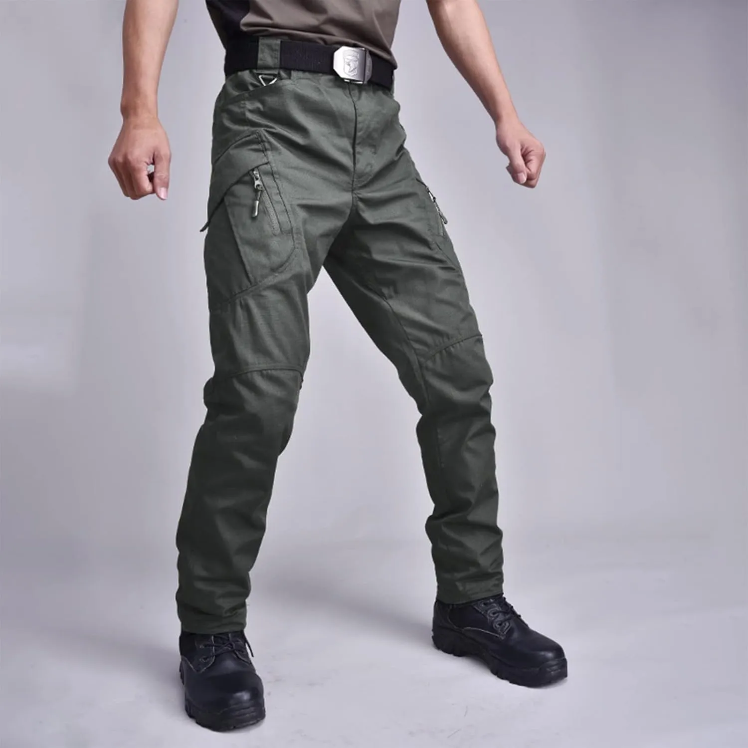 eoeioa Mens Military Army Camo Cargo Pants Outdoor Multi Pockets Work Pants Hiking Pants Waterproof Ripstop Pants