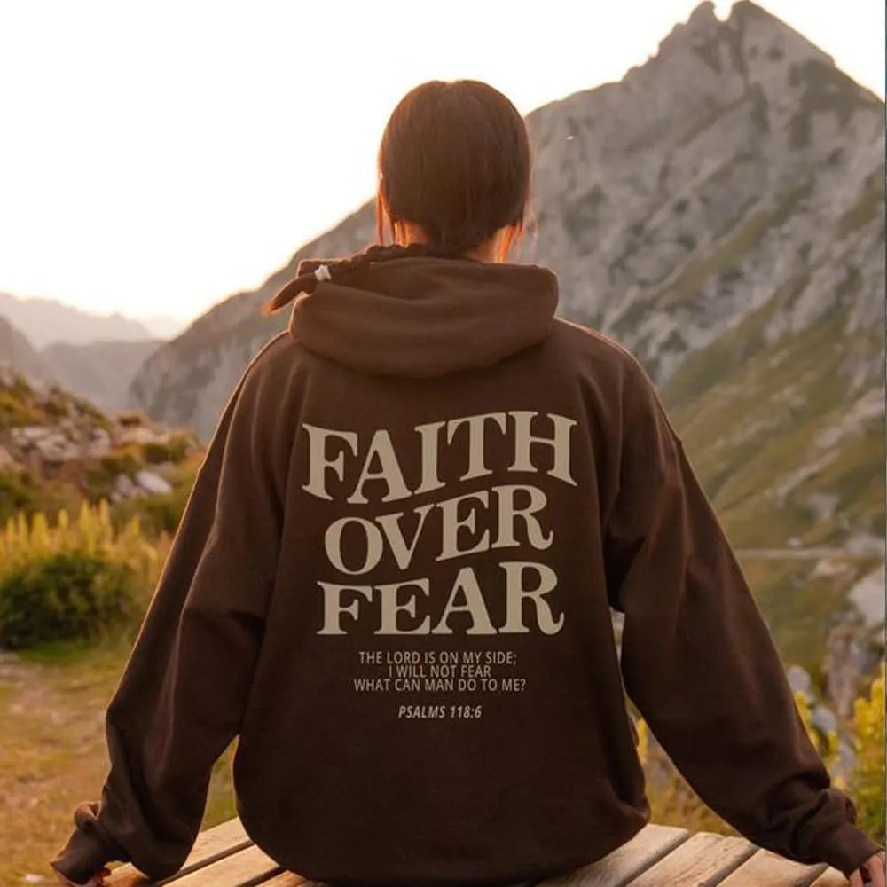 Faith Over Fear Hoodie Christian Faith Religious God Tops Man Woman Pullover Y2K Sweatshirt Longsleeve Casual Tops