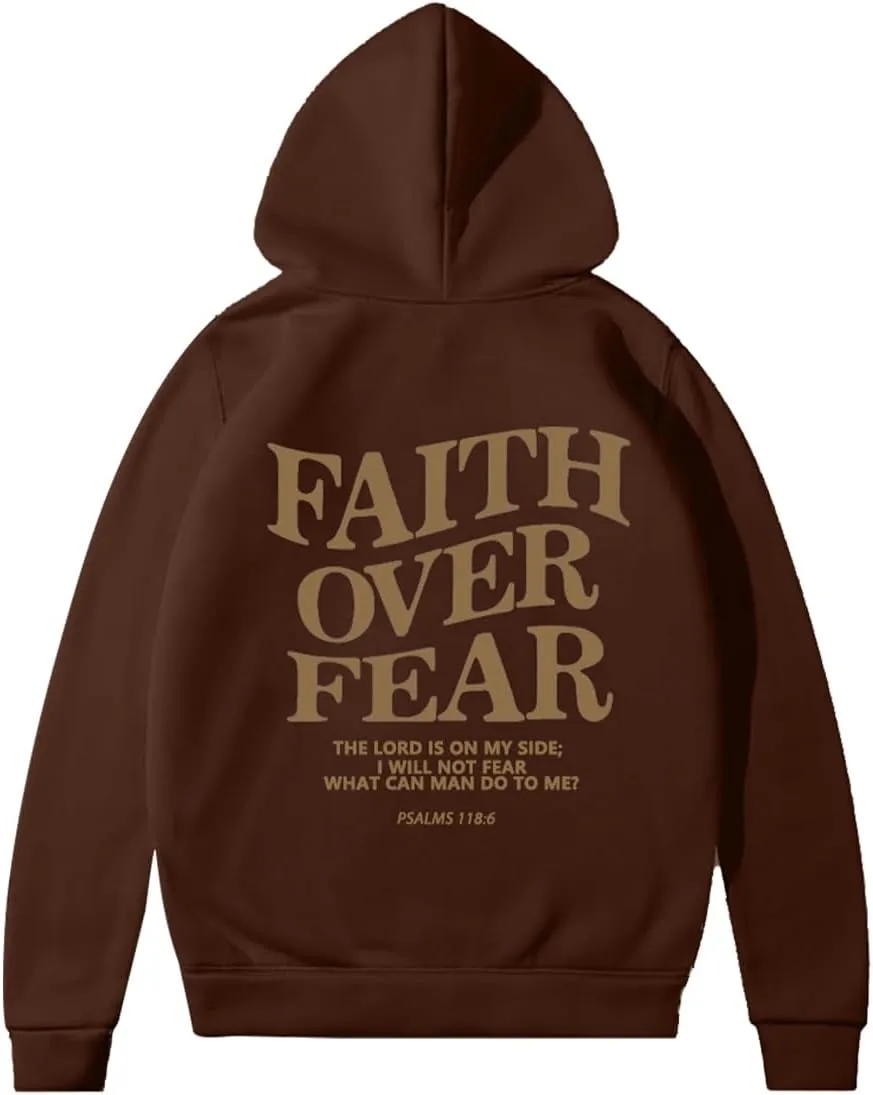 Faith Over Fear Hoodie Christian Faith Religious God Tops Man Woman Pullover Y2K Sweatshirt Longsleeve Casual Tops