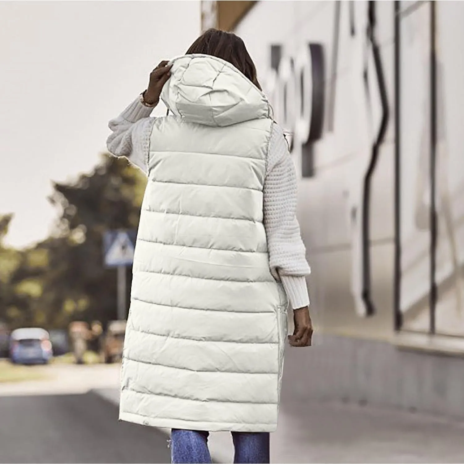Fashion Sleeveless Puffer Jacket Winter Vest Coats for Women Plain Quilted Down Jackets Plus Size Outerwear