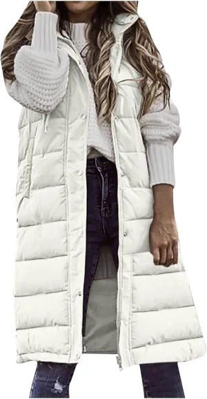 Fashion Sleeveless Puffer Jacket Winter Vest Coats for Women Plain Quilted Down Jackets Plus Size Outerwear