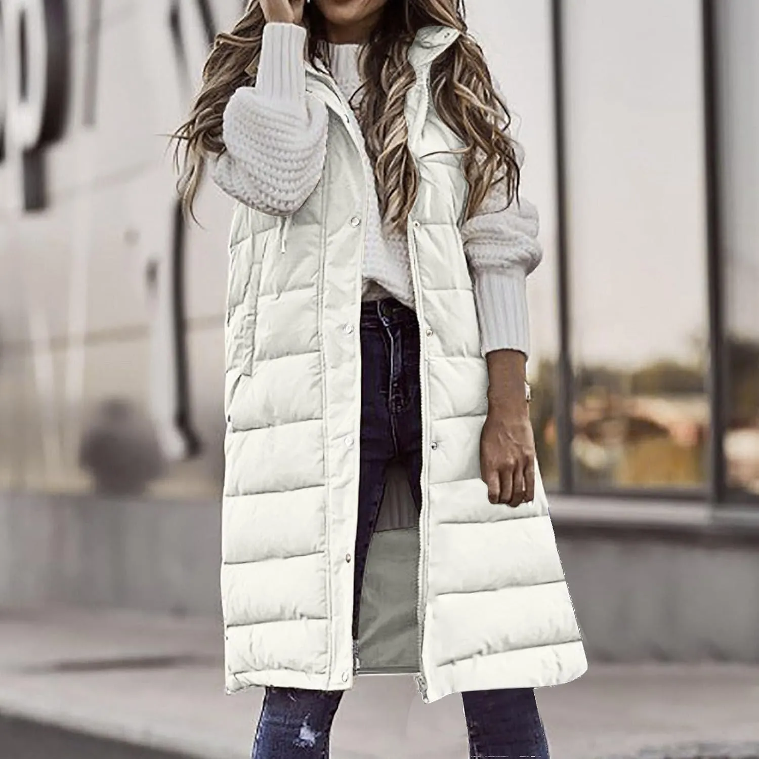 Fashion Sleeveless Puffer Jacket Winter Vest Coats for Women Plain Quilted Down Jackets Plus Size Outerwear