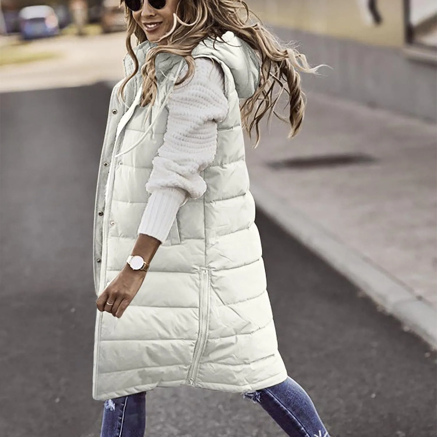 Fashion Sleeveless Puffer Jacket Winter Vest Coats for Women Plain Quilted Down Jackets Plus Size Outerwear