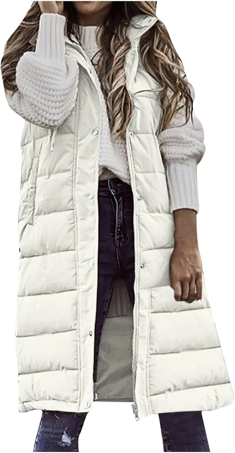 Fashion Sleeveless Puffer Jacket Winter Vest Coats for Women Plain Quilted Down Jackets Plus Size Outerwear