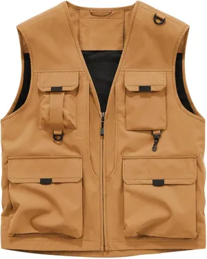 Fishing Vests for Men Lightweight Breathable Journalist Photographer Fishing Vest Outdoor Safari Travel Waistcoat Gilet