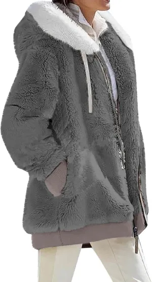 Fleece Jacket Sherpa Jackets for Women 2023 Fall Winter Fuzzy Fleece Jacket Casual Loose Hooded Coats Outerwear