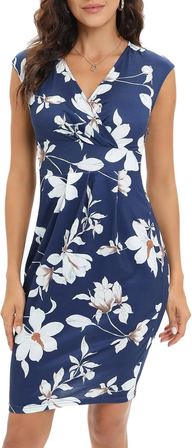 Gabefine Wrap Dresses for Women 2025 Summer Casual Sleeveless Bodycon Formal V Neck Dress Elegant Evening Party Dresses