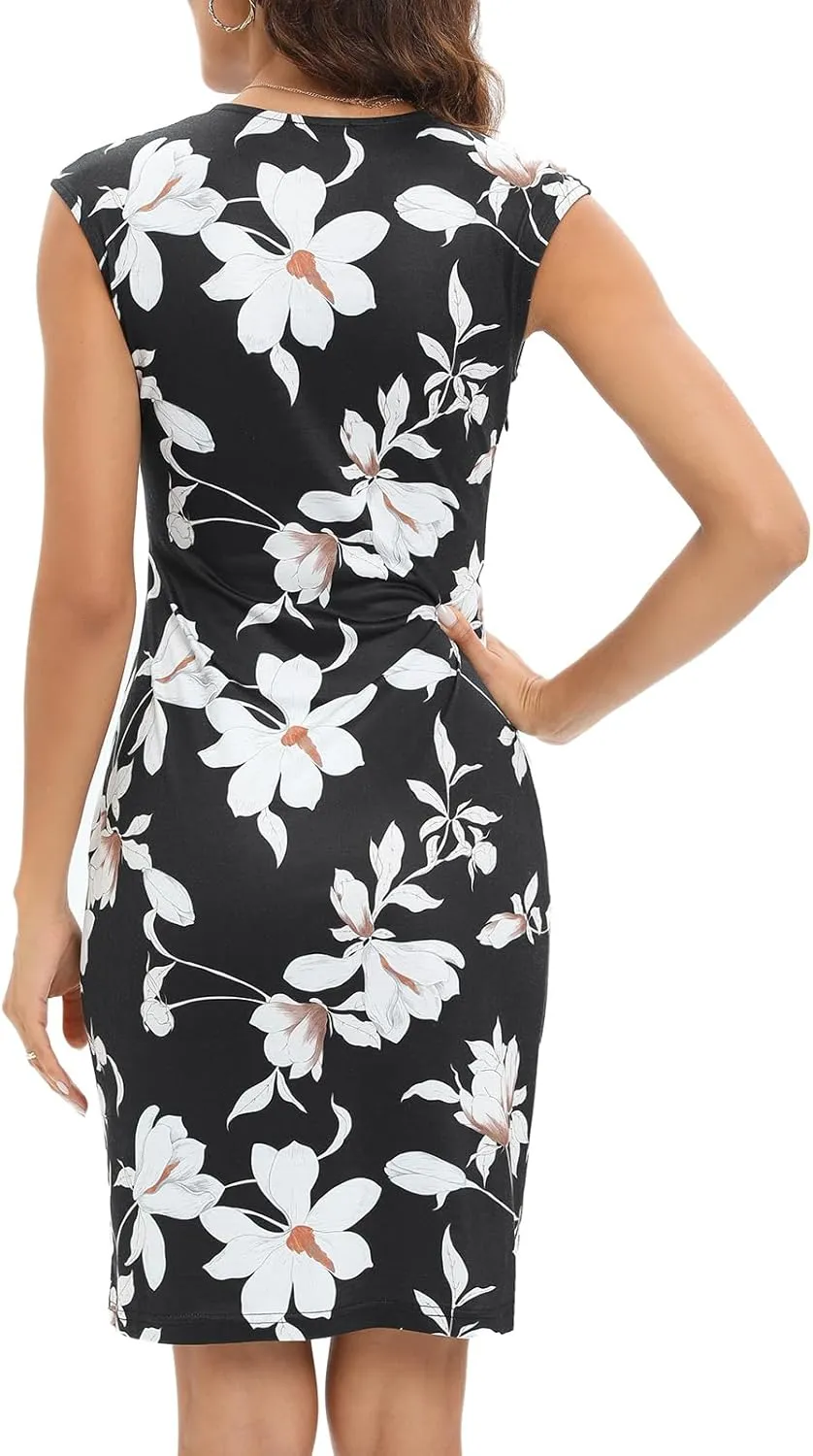 Gabefine Wrap Dresses for Women 2025 Summer Casual Sleeveless Bodycon Formal V Neck Dress Elegant Evening Party Dresses