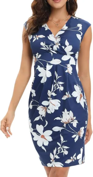 Gabefine Wrap Dresses for Women 2025 Summer Casual Sleeveless Bodycon Formal V Neck Dress Elegant Evening Party Dresses