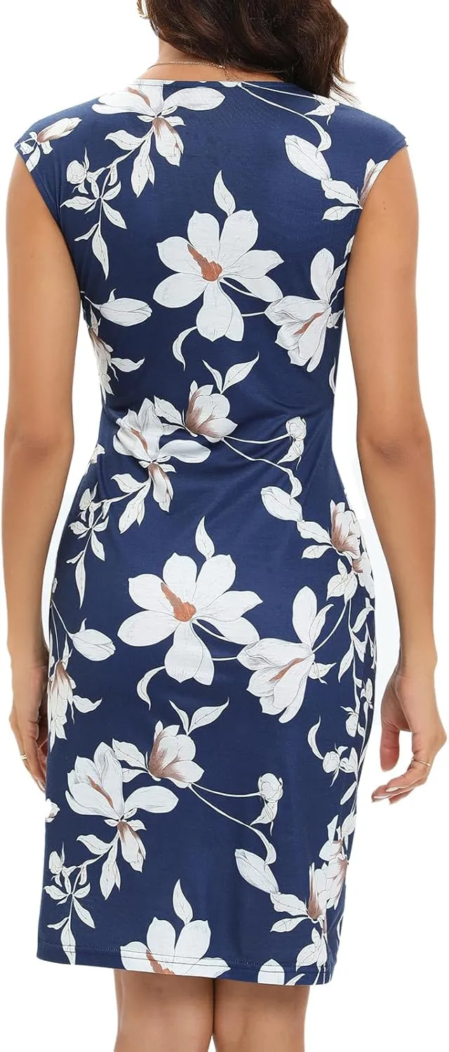 Gabefine Wrap Dresses for Women 2025 Summer Casual Sleeveless Bodycon Formal V Neck Dress Elegant Evening Party Dresses