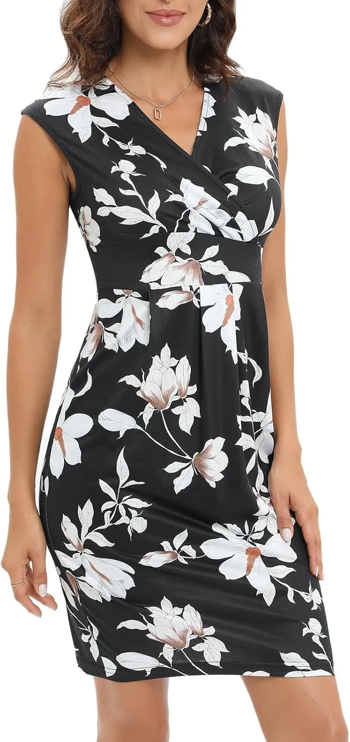 Gabefine Wrap Dresses for Women 2025 Summer Casual Sleeveless Bodycon Formal V Neck Dress Elegant Evening Party Dresses