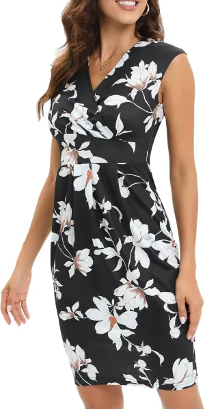 Gabefine Wrap Dresses for Women 2025 Summer Casual Sleeveless Bodycon Formal V Neck Dress Elegant Evening Party Dresses