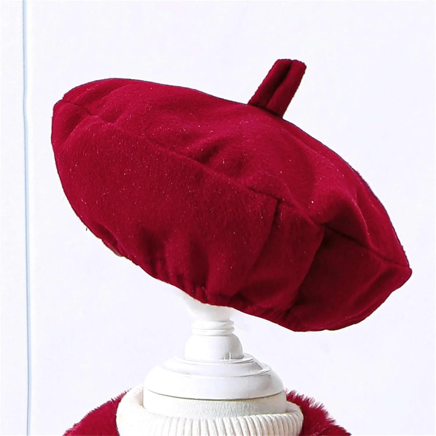 Girls Trench Coats Long Sleeve Furry Collar Warm Peacoat with Beret Hat Set for Casual Wear Toddler