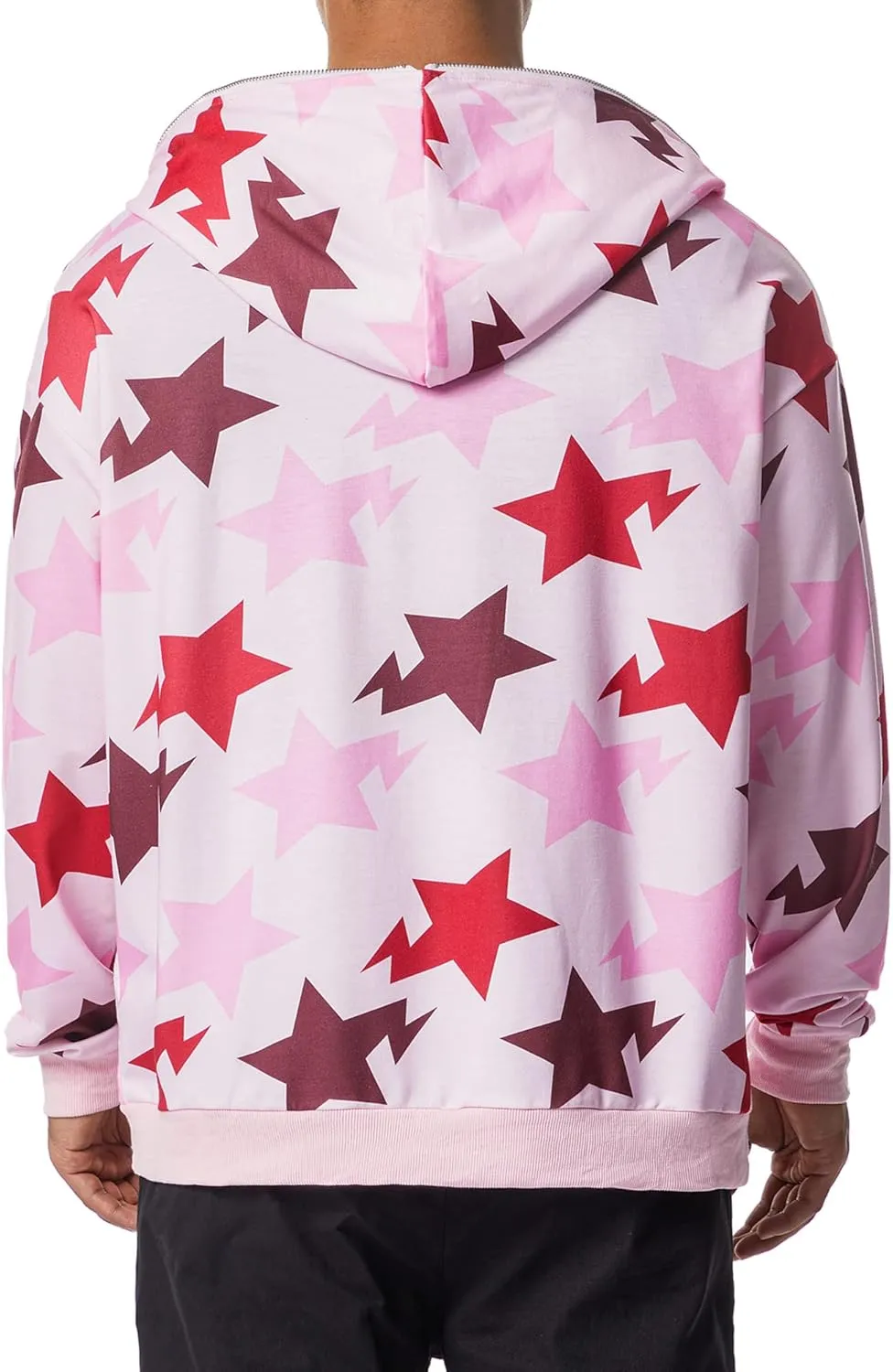 Hoodie Sweatshirt for Men Full Zip Up Oversized Star Print Graphic Hooded Jacket