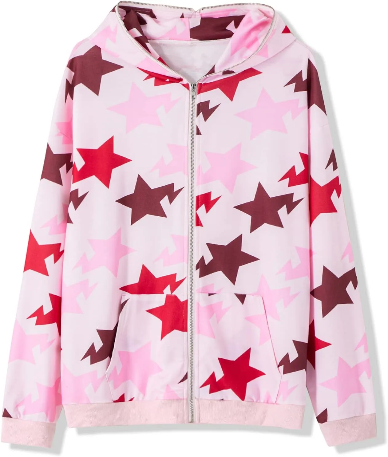 Hoodie Sweatshirt for Men Full Zip Up Oversized Star Print Graphic Hooded Jacket