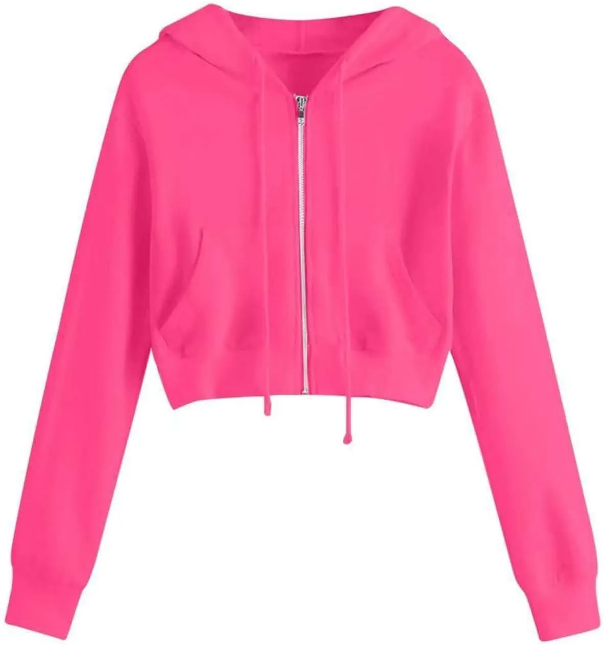Hoodies for Women Cropped Zip Up Hoodie Trendy Teen Girls Top Jackets Casual Cute Cropped Fleece Hooded Jacke 2024