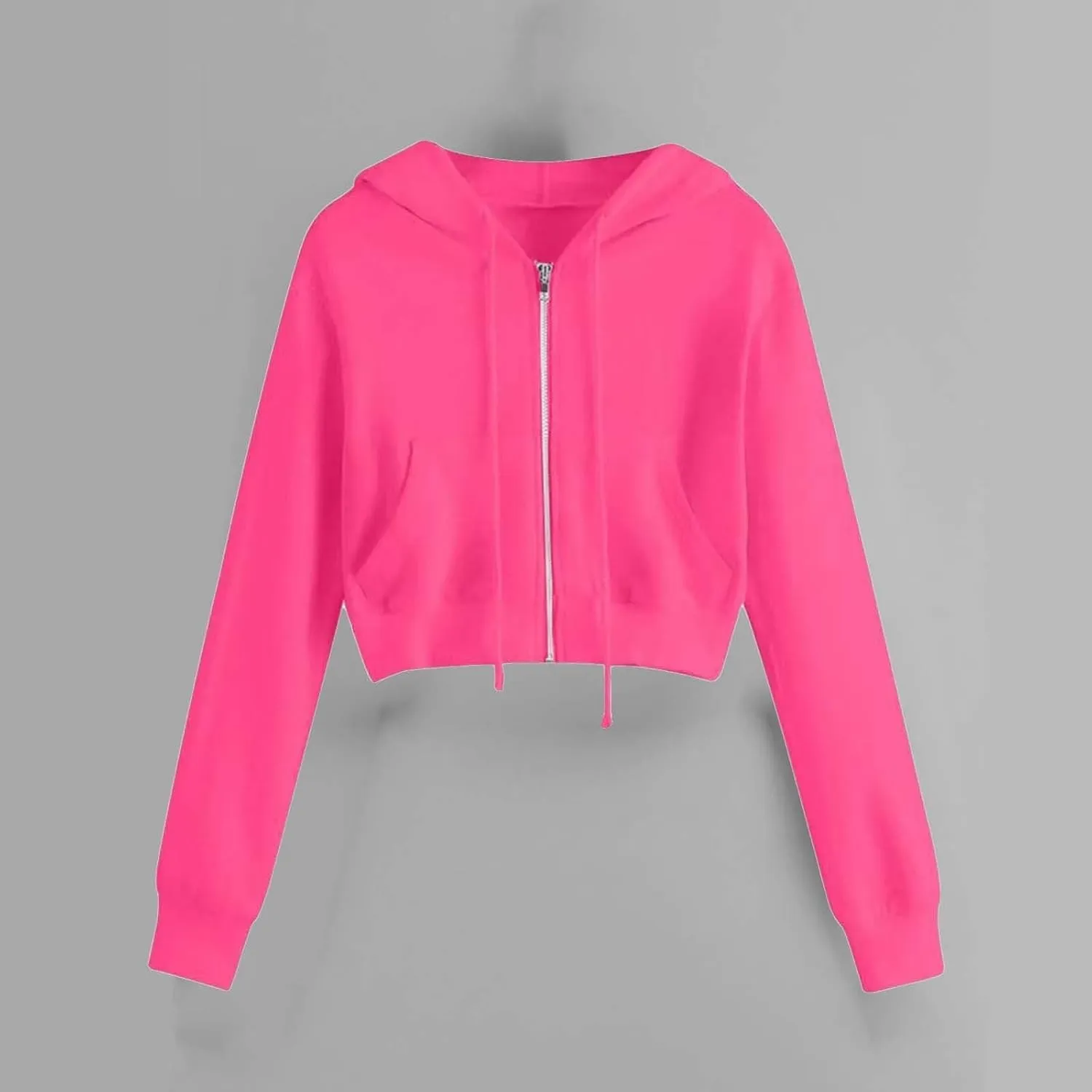 Hoodies for Women Cropped Zip Up Hoodie Trendy Teen Girls Top Jackets Casual Cute Cropped Fleece Hooded Jacke 2024