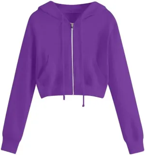 Hoodies for Women Cropped Zip Up Hoodie Trendy Teen Girls Top Jackets Casual Cute Cropped Fleece Hooded Jacke 2024