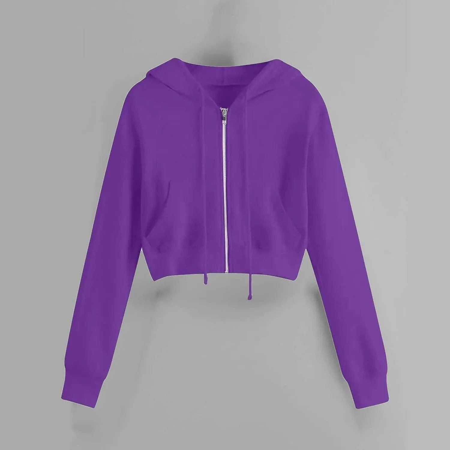 Hoodies for Women Cropped Zip Up Hoodie Trendy Teen Girls Top Jackets Casual Cute Cropped Fleece Hooded Jacke 2024