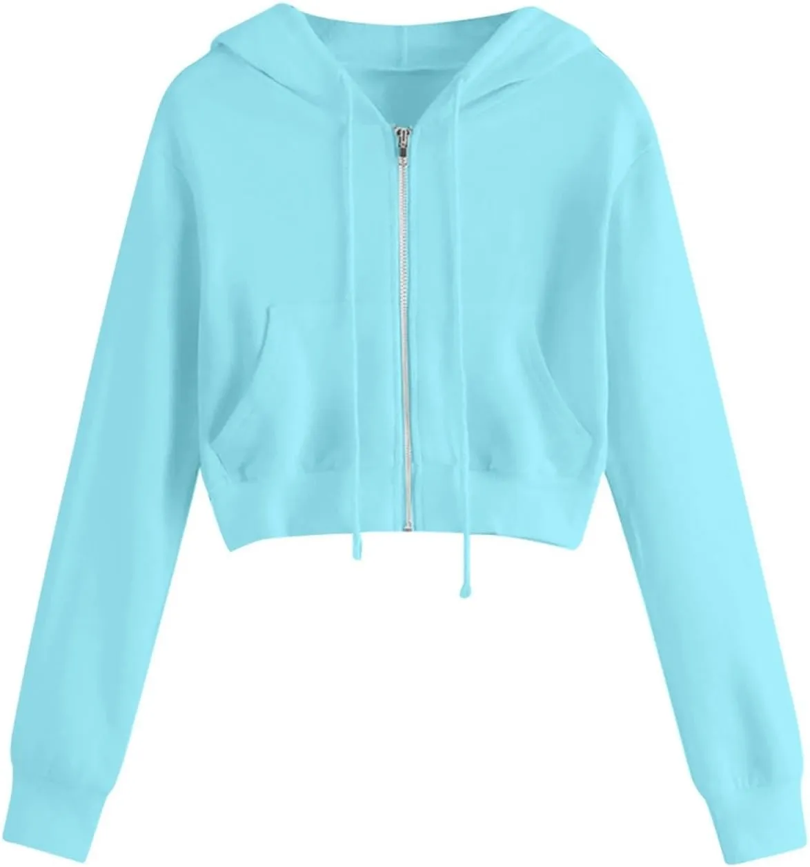 Hoodies for Women Cropped Zip Up Hoodie Trendy Teen Girls Top Jackets Casual Cute Cropped Fleece Hooded Jacke 2024