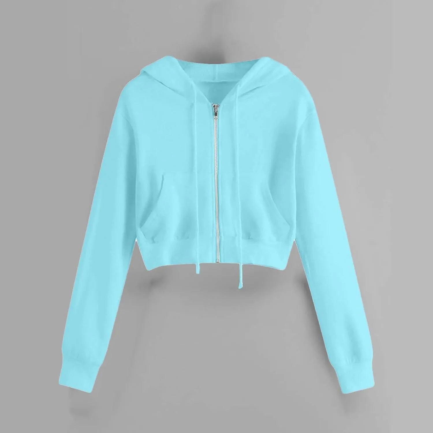Hoodies for Women Cropped Zip Up Hoodie Trendy Teen Girls Top Jackets Casual Cute Cropped Fleece Hooded Jacke 2024