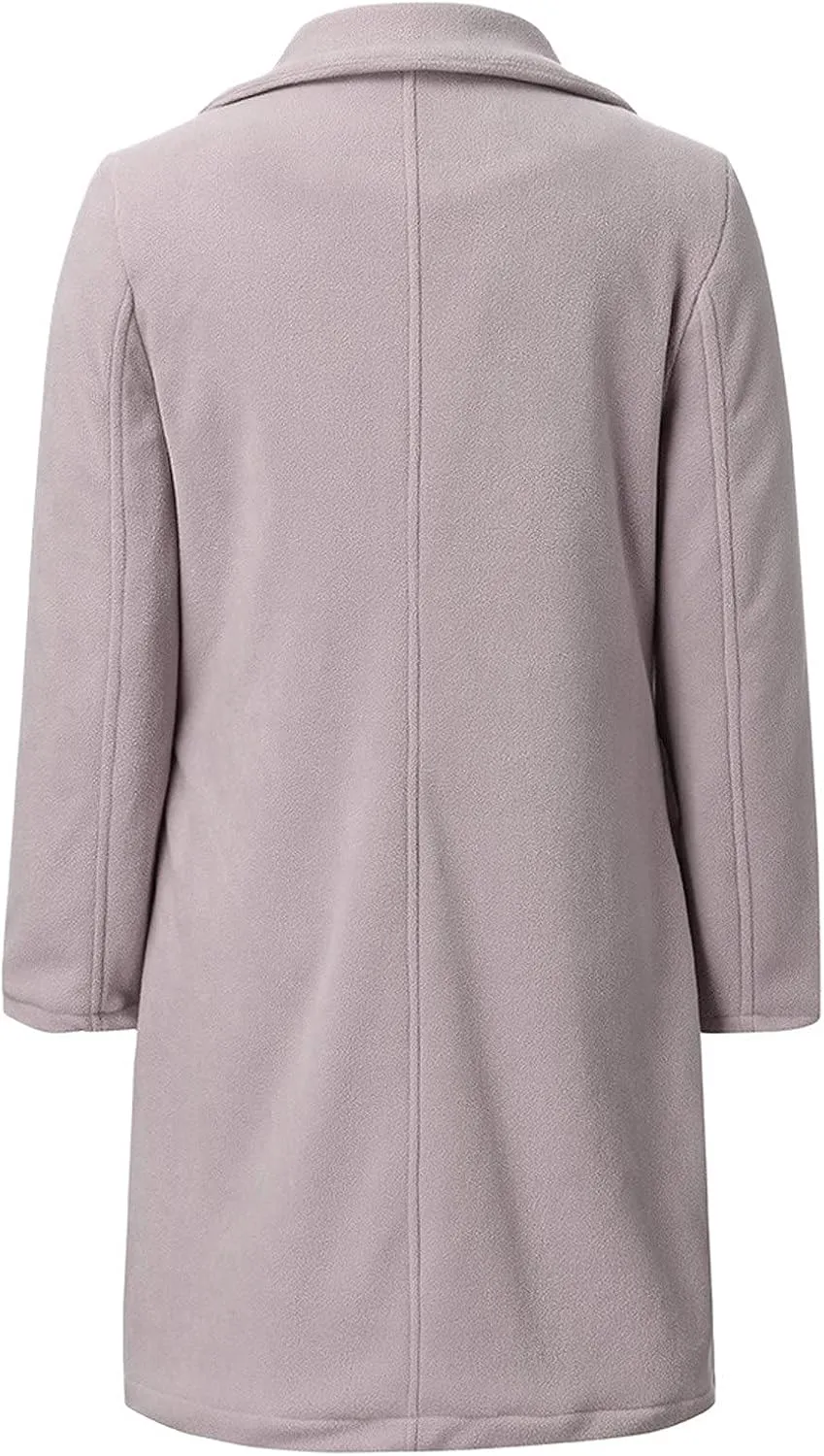 jsaierl Women's Peacoat Fall Winter Casual Notch Lapel Single Breasted Trench Coat Fashion Mid Long Pea Coat with Pocket 2024