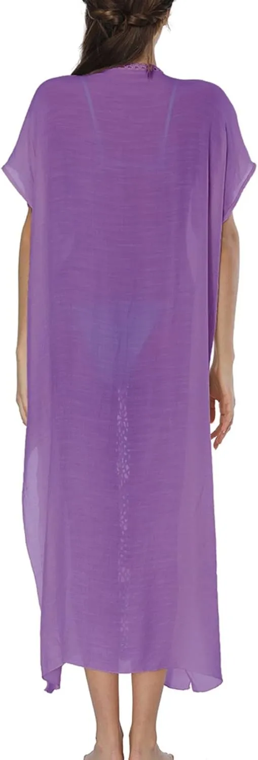 Kaftan Dresses for Women Plus Size Lightweight Swimsuit Cover up Batwing Sleeve Print Loungewear Beach Robe