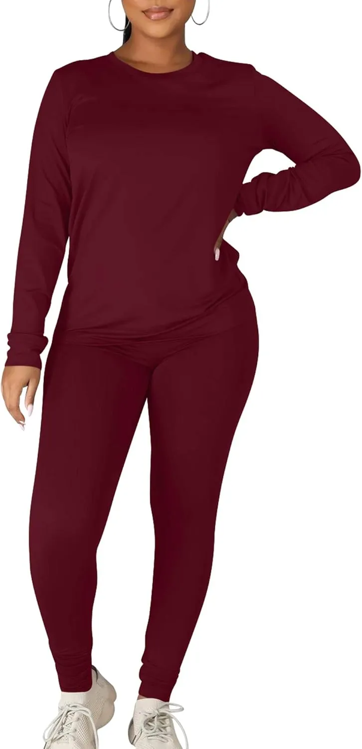 Kaximil Women's Workout Tracksuit 2 Piece Outfits Long Sleeve Top Legging Jogger Pants Set