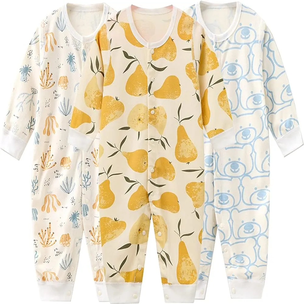 Kiddiezoom Baby Footed Cotton One-Piece Romper Jumpsuit Pajamas