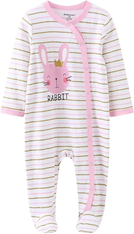 Kiddiezoom Baby Footed Cotton One-Piece Romper Jumpsuit Pajamas