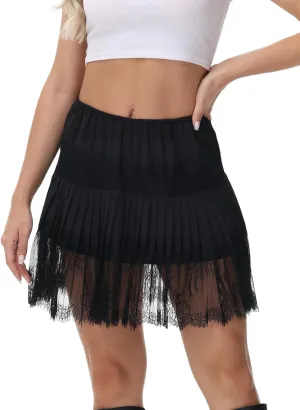 Lace Shirt Extender for Women Plus Size Underskirt Elastic Waist Half Slip Mini Skirts
