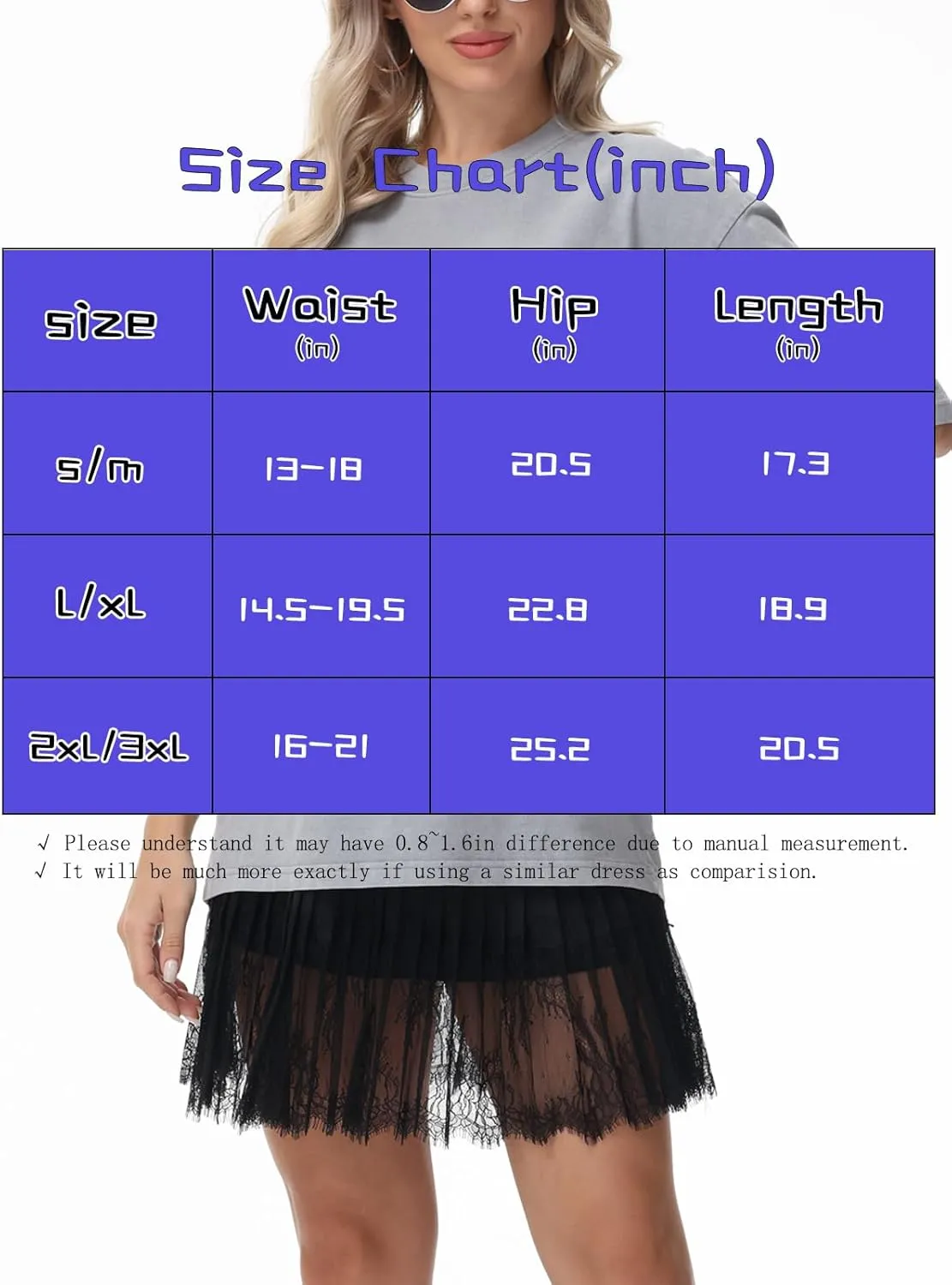 Lace Shirt Extender for Women Plus Size Underskirt Elastic Waist Half Slip Mini Skirts