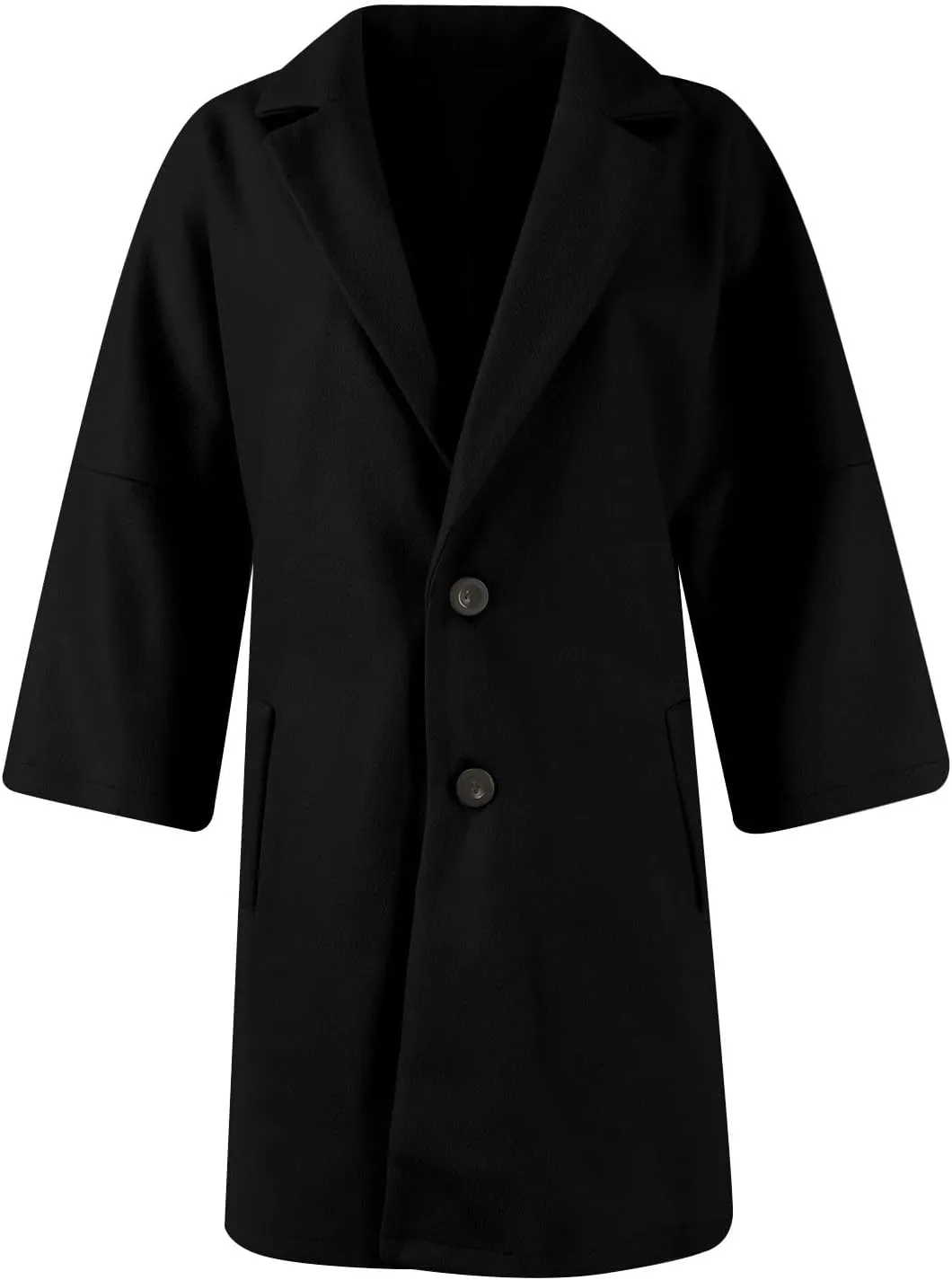 Lapel Pea Coats for Women Trendy Button 3/4 Sleeve Coats Winter Double Breasted Wool Coats with Pockets