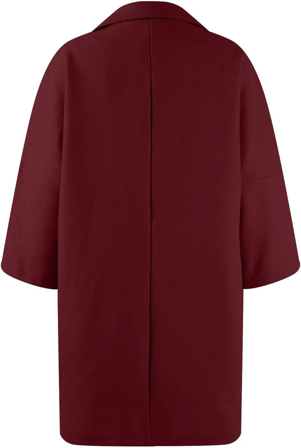 Lapel Pea Coats for Women Trendy Button 3/4 Sleeve Coats Winter Double Breasted Wool Coats with Pockets