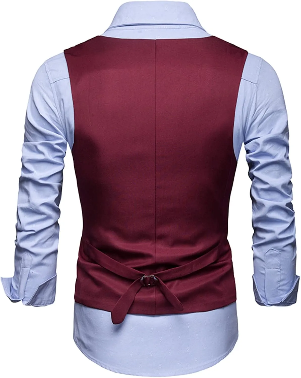 LCMTWX Men's Summer Black Solid V-Neck XL Polyester Button Closure Classic Fit Hip Length Vest with Slit Pocket