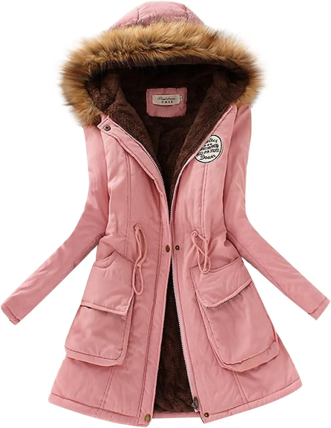 LCMTWX Winter Coats for Women Hooded Warm Winter Coats Outwear Winter Women's Coat Color Block Patchwork Cardigan Coats
