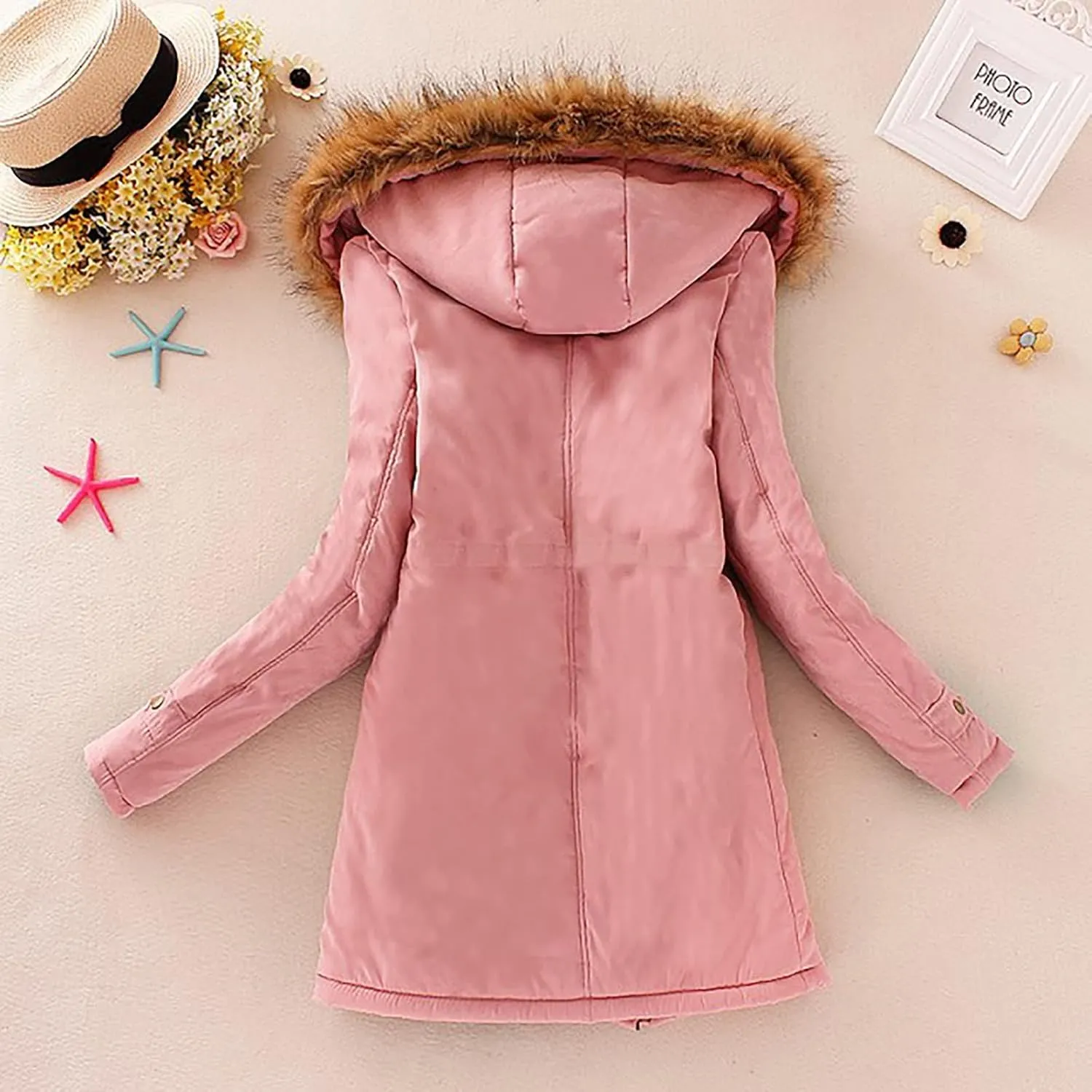 LCMTWX Winter Coats for Women Hooded Warm Winter Coats Outwear Winter Women's Coat Color Block Patchwork Cardigan Coats